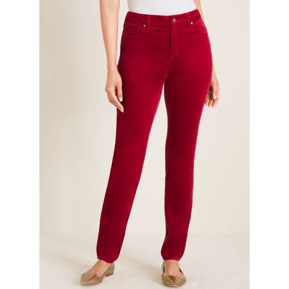 Chicos Velvet Fly Front Jeggings Womens 0R Mid Rise Skinny Claret Red Career NEW - Picture 1 of 8